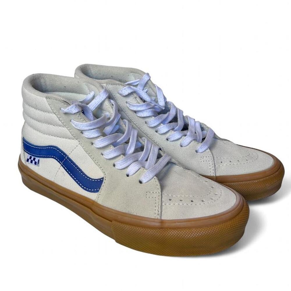Vans Skate Sk8-Hi Shoes Marshmallow Blue Gum Skateboarding Sneaker 7.5